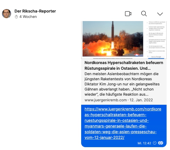 Der Rikscha-Reporter auf "Signal". Screenshot.